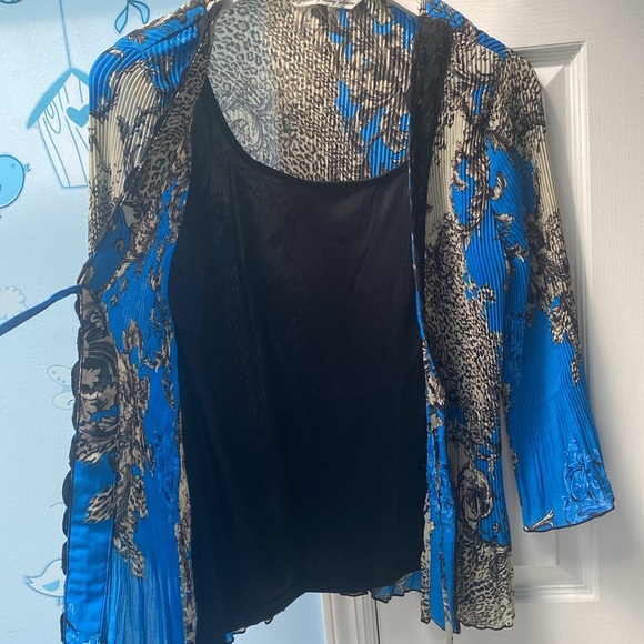 Vintage Signature by Larry Levine Pleated Patterned Floral Blouse Women's Size S - Picture 6 of 11